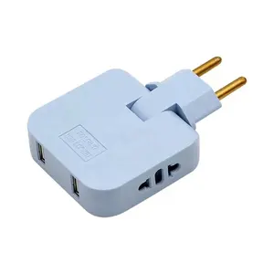 EU Plug Rotatable Socket Converter with Dual USB Ports 180 Degree Extension Multi Plug Mini Slim Wireless Outlet Travel Adapter
