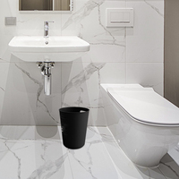 Poubelle ronde en plastique blanc et noir de 1,5 gallon, petite poubelle à déchets