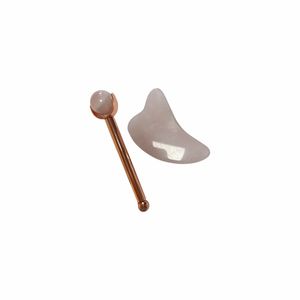 Rodillo de Masaje de Cuarzo Rosa y Jade con Mango de Metal, Tabla GuaSha para Herramienta de Masaje Facial - Product Image 3