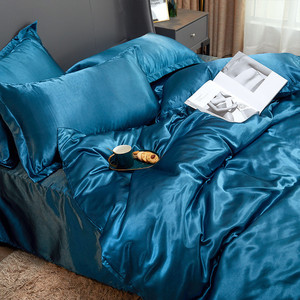 Chất Lượng Cao Màu Rắn 100% Polyester Vải Duvet Cover Set Sang Trọng Được Trang Bị Tấm Quilt Cover 4-Mảnh Thiết Lập - Product Image 5