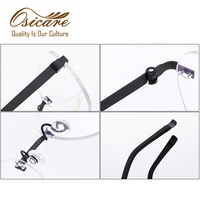 Gafas de Diseño para Hombre Osicare, Montura Cuadrada de Titanio Dorado sin Aro, Venta al por Mayor, Marca Privada, Logotipo Personalizado, OEM