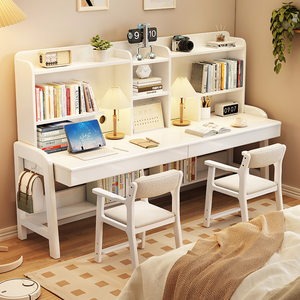 Scrivania Doppia per Bambini con Libreria Integrata, Tavolo da Scrittura per Due Bambini, Scrivania Condivisa per Fratelli e Sorelle, per Camera da Letto - Product Image 3