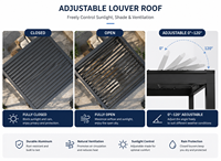 Pérgola de Aluminio 6063 T5 Directo de Fábrica, Techo de Láminas Eléctricas, Gazebo Bioclimático para Exteriores con Luz LED para Patio de Villa