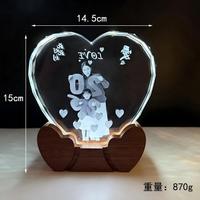 Base lumineuse LED en cristal de luxe gravée au laser 3D personnalisée, écologique, avec photo personnalisée pour couple, famille, souvenir d'anniversaire