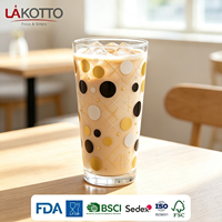 LAKOTTO 460ml Glazen Tumbler Klassiek Design Draagbaar Voedselveilig Fruit Aardbei Citroen Decal Aangepast Patroon voor Ontbijt Picknick