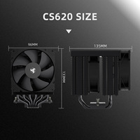 FEZCOOL CS620 Refroidisseur de processeur à double tour avec affichage numérique, refroidissement par air, roulement fluide, contrôle intelligent de la température, six dissipateurs thermiques, sans éclairage