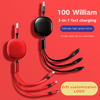 Câble de charge rétractable 3 en 1 super rapide 100W personnalisé en gros, chargeur USB, câbles de données de type C pour Android IOS
