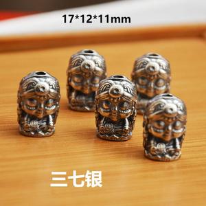 Cuentas de calavera Zhaqilam de plata tibetana, forma irregular de plata antigua para hacer pulseras, fundición a presión, accesorios de joyería de plata Sanqi - Product Image 5