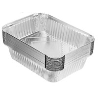 Barquette en aluminium jetable 2L 26x20x6cm, qualité alimentaire, pour traiteur, à emporter, rectangulaire, avec couvercle en carton