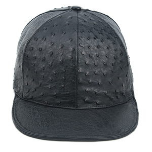 Piel de avestruz SnapBack <span class=keywords><strong>Cap</strong></span> 6 panel ala plana personalizada llanura piel de avestruz negro SnapBack gorra y sombrero - Product Image 2