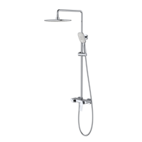 Ensembles de douche pour appartement, en laiton, avec pommeau de douche mural noir mat à jet pluie, panneaux de douche eau chaude et froide, robinet de douche moderne