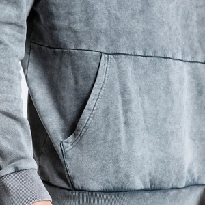 Sudadera con Capucha Extra Grande para Hombre, Color Gris Sólido, Felpa Francesa Lavada, con Bolsillo Delantero, Estilo Casual Urbano - Product Image 5