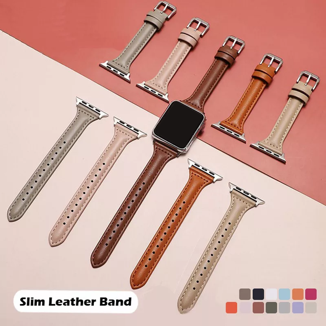 Lionorm Elegant Luxury Slim Leather Watch Strap 38mm 40mm 49mm 44mm 45mm for apple Watch ultra 2 Bands 8 7 6 4