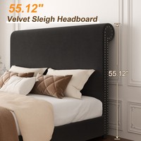 Premium Schlafzimmer-Bettgestell mit Flügelartiger Hoher Rückenlehne und Niedrigem Fußteil für Wohnmöbel-Kollektionen