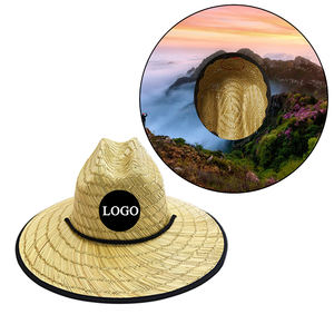 남성용 밀짚 모자 내츄럴 빅 중간 챙 턱 스트랩 맞춤형 낚시 s 남성용 - Product Image 3