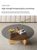 Table basse en verre trempé et bois massif pour salon, usage domestique, style italien moderne et minimaliste, table à thé simple et élégante