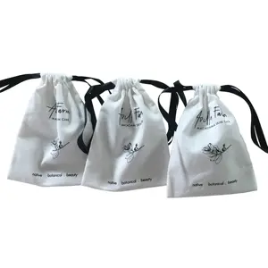 Маленькие хлопковые парусиновые мешочки на шнурке Panda Sew, подарочная упаковка для ювелирных изделий, хлопковые пакеты