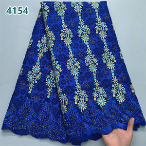 Di alta qualità africano ricamo tessuto di cotone con cristalli all'ingrosso svizzero Voile pizzo per le donne abiti da festa 4154 da cucire - Product Image 5