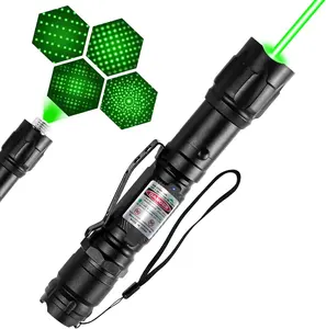 مؤشر ليزر أخضر مصباح يدوي عالي الطاقة قابل لإعادة الشحن أضواء ليزر أخضر قوية مؤشرات بأشعة ليزر قوية ونقاط طويلة المدى