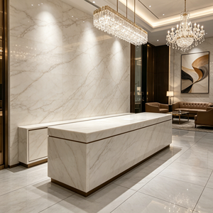 Dalle de marbre onyx blanc naturel poli, imperméable, écologique, épaisseur personnalisable, plan de travail, dessus de table de salle à manger d'hôtel - Product Image 2