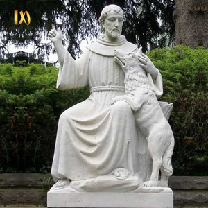 Statue <span class=keywords><strong>de</strong></span> Saint François en marbre blanc avec croix et <span class=keywords><strong>colombes</strong></span> pour décoration <span class=keywords><strong>de</strong></span> jardin extérieur - Product Image 2