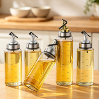 Distributeur d'huile en verre transparent gradué 160ml 300ml 500ml avec bouchon à bec verseur automatique anti-fuite pour cuisine