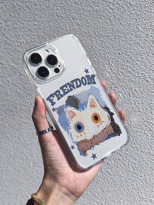 <span class=keywords><strong>Cover</strong></span> per <span class=keywords><strong>iPhone</strong></span> 17/16/15/14/13/<span class=keywords><strong>12</strong></span> Pro Max con Gatto Bianco a Occhi Straniari, Trasparente Antiurto e Anti-caduta con Tipografia - Product Image 3