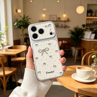 Nouvelle Coque de Téléphone Portable en Cuir PU à Pois avec Nœud, Coque Arrière Blanche Corning pour iPhone 17 16 15 14 13 Pro Max