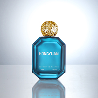 Flacon pulvérisateur de parfum pour homme en verre bleu, en stock, avec pompe, capacité 50ml 100ml, design tendance