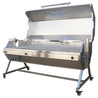 Rôtissoire à Gaz Tournante avec Gril à Capuche - Style Propane Charbon Santa Maria pour l'Agneau et le Cochon Rôtis, Barbecue Industriel
