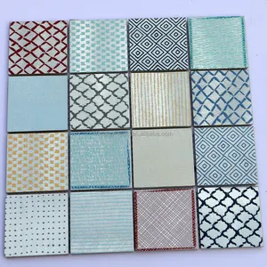 Patterned Aluminum Mosaic Tile Printed Patterned Stainless Steel Inkjet Metal Mosaic Wall Tile