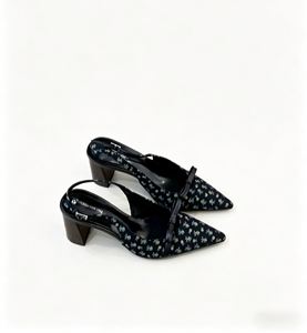 Sandales élégantes à enfiler, style féerique, avec nœud floral à la française, talon épais et bandeau intégré - Product Image 3
