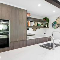VERMONHOUZZ Kabinet Dapur Modern Dua Warna Tanpa Gagang Berbagai Gaya Set Kabinet Dapur Modular Lengkap