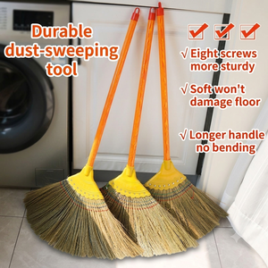 Balai artisanal en plantes naturelles pour intérieur et extérieur, idéal pour la cour, le garage, la pelouse, le sol, avec manche, pour balayer les routes - Product Image 4