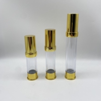 Flacon pompe airless rond classique brillant doré de luxe 15ml 20ml 30ml avec revêtement UV pour sérum de soin de la peau, fabriqué par Yuyao Factory