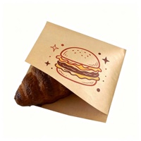 Sacs en papier kraft alimentaire recyclables personnalisés en gros, résistants à la graisse, motif gaufré 16x16cm, double poche ouverte, forme triangulaire en L