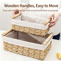 Panier de rangement en corde de papier avec poignées en bois pour papier toilette, étagères, salle de bain, chambre à coucher, décoration de ferme