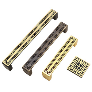 Dingcheng Brass Cabinet Door Handle Rose Gold Black Bronze Qing Bronze New Chinese Style <b>Wardrobe</b> Hardware - Product Image 5