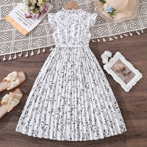 <span class=keywords><strong>Robe</strong></span> d'été pour filles, style doux, sans manches, longueur genou, superposée, décorée de dentelle, en polyester respirant et lavable, taille plus - Product Image 2