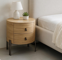 Table de chevet circulaire moderne avec pieds en métal et emballage assemblé, table de chevet pour appartement, villa, chambre à coucher