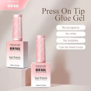 Press On Tip Glue Gel Hanyinails Customize Logo Gel X Nail Glue In Bottle Strong Sticky Nail Tip Adhesive UV Gel Factory Supply