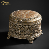Yips LD-1203-0583 Boîte en bois européenne, style mi-siècle moderne, antique, classique, motif floral, décoration d'anniversaire, décoration de table, peinte à la main