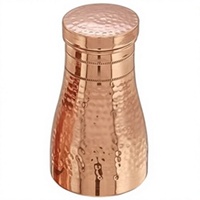 Bouteille d'eau en cuivre pur faite à la main, carafe de qualité supérieure, bouteille en cuivre métallique avec bienfaits ayurvédiques pour la santé, fournie par l'usine