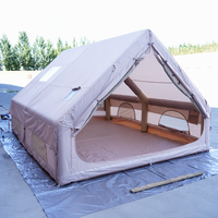Tente de camping familiale durable en toile de coton de 12 mètres carrés, résistante aux intempéries, réfléchissante au soleil, à double couche