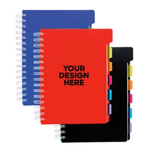 Caderno de papel A5 Planner espiral com 100 páginas, cadernos A6 com divisórias, papel sem madeira 100 GSM, planejador de encadernação de fios duplos