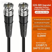 Câble coaxial 12G-SDI Premium OD8.0 avec gaine en PVC épaisse, double blindage, fil de cuivre pur, câble vidéo BNC pour équipement de diffusion