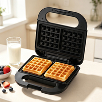 Grille-sandwich électrique 2 fentes avec voyant d'indication de puissance, compacte, pour petit-déjeuner, cuisine domestique et repas quotidiens