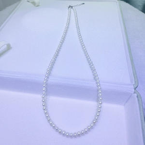 Collar de Perlas de Agua Dulce de 3-4 mm, Simple y Versátil para Mujer, con Cierre Plateado Casi Impecable, Estilo Aurora, para Xiaomi - Product Image 1