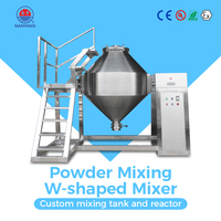 Mélangeur en acier inoxydable de 1000 L en forme de W avec escalier de chargement, prix usine, mélangeur à double cône de type W pour poudres chimiques