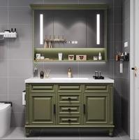 Ensemble de vanité de salle de bain en pierre frittée sur pied de style américain avec comptoir